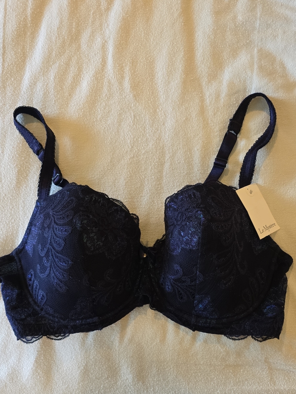 Le Mystere Dark Navy And Iridescent Lace Underwire Bra